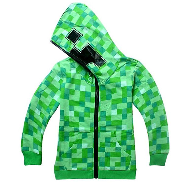 Minecraft Creeper Lasten Pitkähihainen Huppari Takki Vetoketjulla 140cm