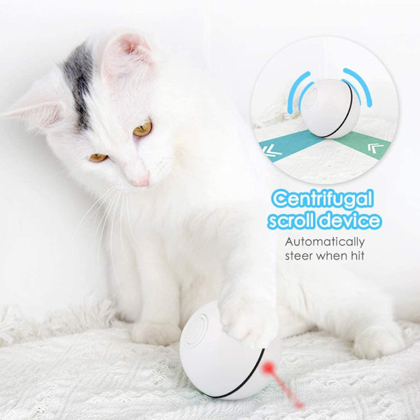 Interaktiv kattboll med LED-ljus, 360 graders självroterande