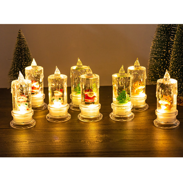 LED-julelys, 4 stk. glitterjulelys uten flamme