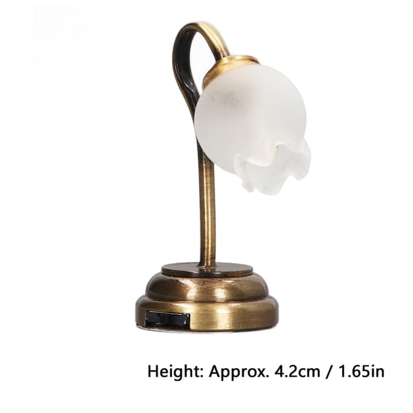 1:12 Scale Miniature Table Lamp Model Flower Shape Soft Lighting Simulation Dollhouse Desk Lamp-FA-