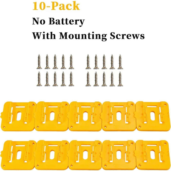 10-pack Batterihållare för Dewalt 20V 60V Batteri Dockningsstation Passar för DCB200 DCB203 DCB205 DCB206 Batterier-FA6-