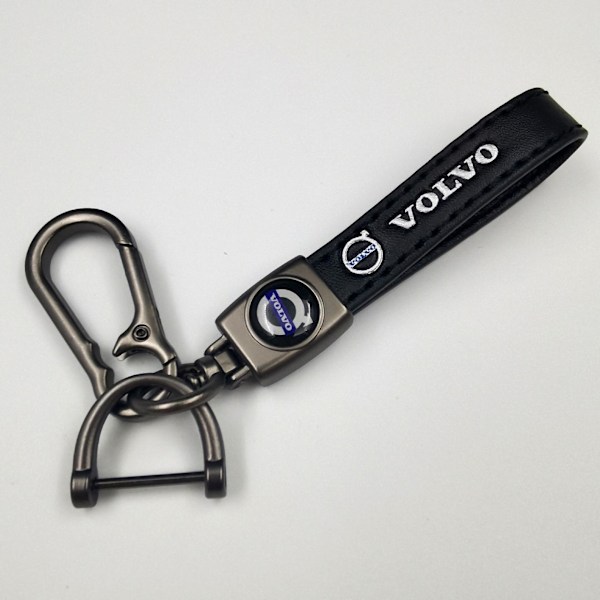 Lær nøkkelring for bil og sykkel i metall | Holdbar nøkkelring | Nøkkelring og krokbeslag i sølv Sølv Hardware Silver Hardware Volvo