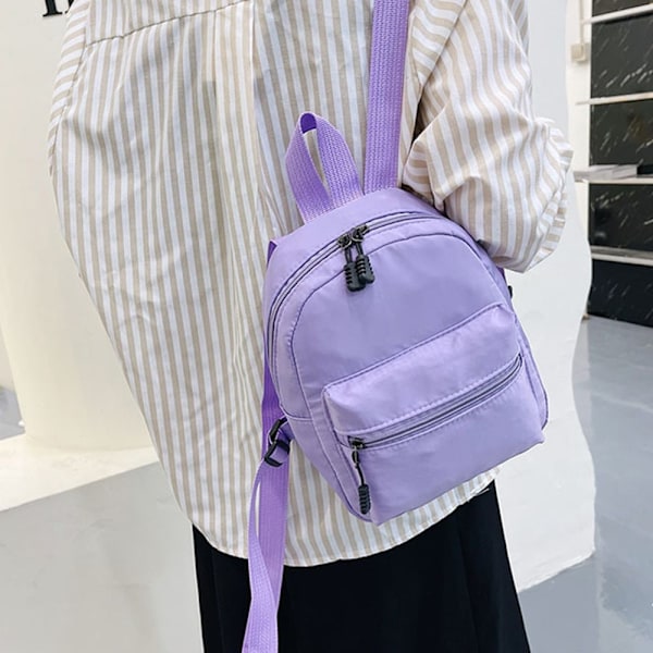 Mini Kvinders Rygsæk Nylon Lille Skoletaske Casual Rygsæk purple