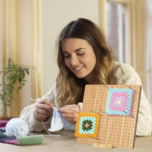 Firkantet blokbræt, hækletilbehør, træhæklebræt, Granny Square blokbræt-FA8-