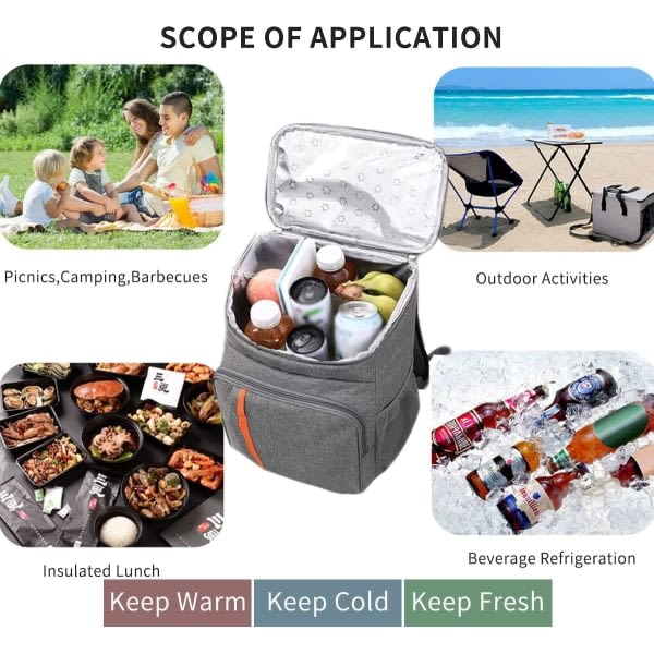 Eristetty kylmäreppu Piknik-lounaslaukku 18L Vedenpitävä kylmä ruoka-astia, jolla on suuri kapasiteetti