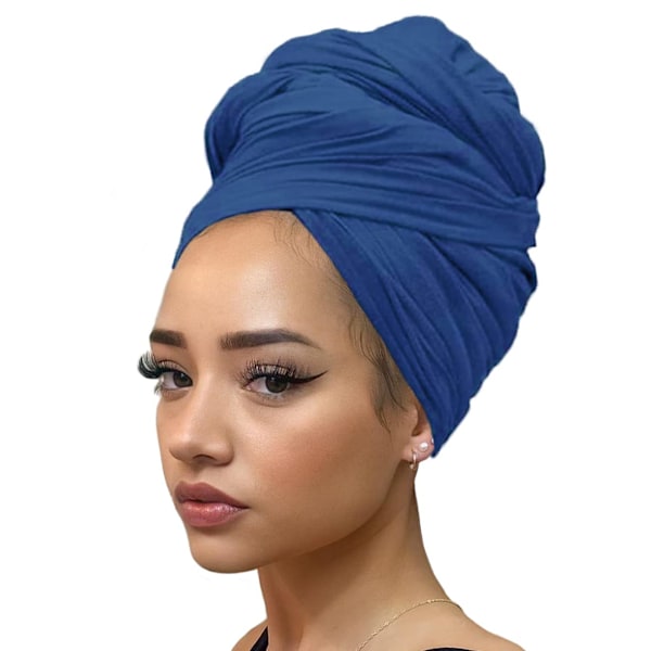 Venyttelyturbaani Päähuivit Jersey Hijab Huivit Yksiväriset Scarf-denim Blue