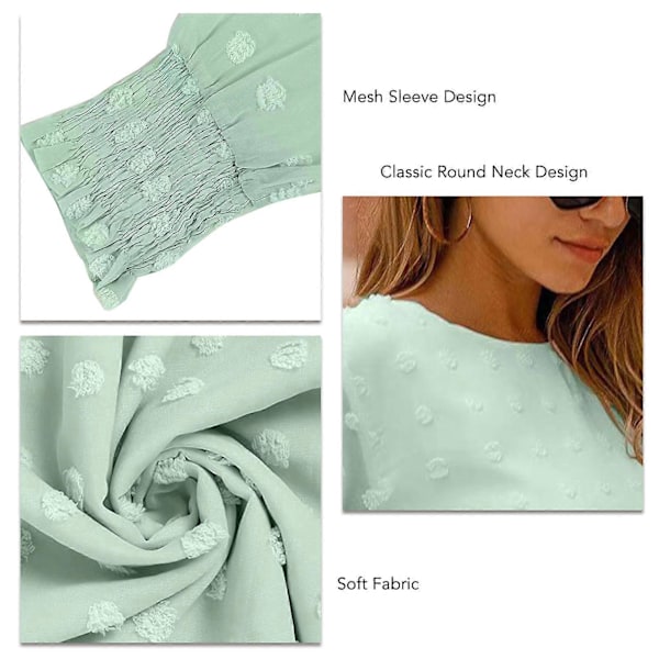 Langermet Bluse Rund Hals Løs Passform Myk Pustende Ensfarget Dame Casual Topp for Jobb Date Shopping