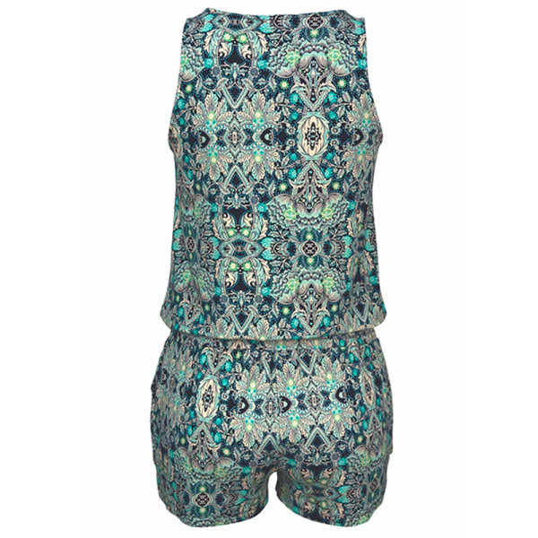 Mode ommar Dam V-rengas printed Jumpsuit emester Fritid Green S