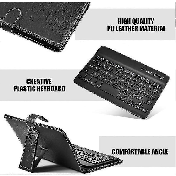 Elegant lærbelagt tastatur, perfekt følgesvenn for 4,5' til 6,8' smarttelefoner, med avtakbart etui, tilbyr bred kompatibilitet og holdbarhet