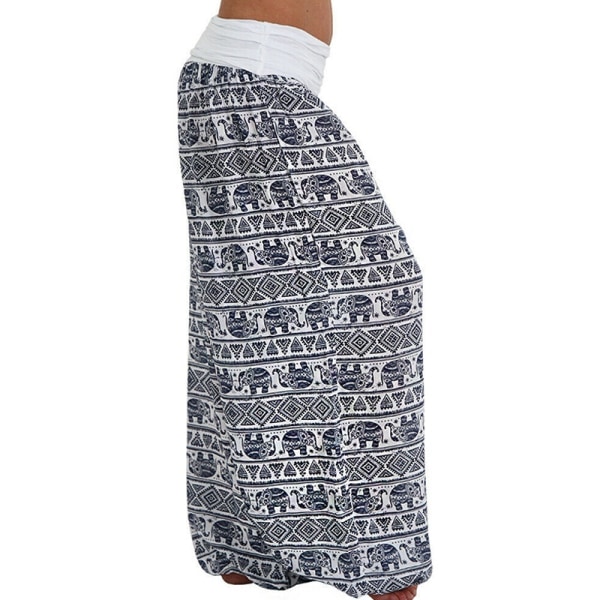 Baggy Harem Pants for kvinner eggings Hippie Yoga Pants navyblue L