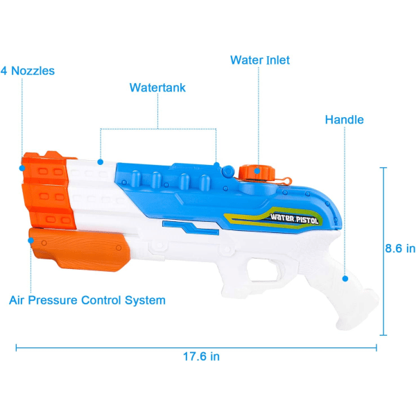 4 munstycke vattenpistol stor kapacitet 1200CC vattenpistol utomhus strandleksaker