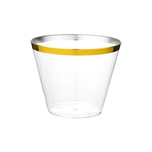 Varme gullkantede 270ml flykopper i hard plast, vannkopper, vinkopper, dessert, vestlig mat, fest, sammenkomst