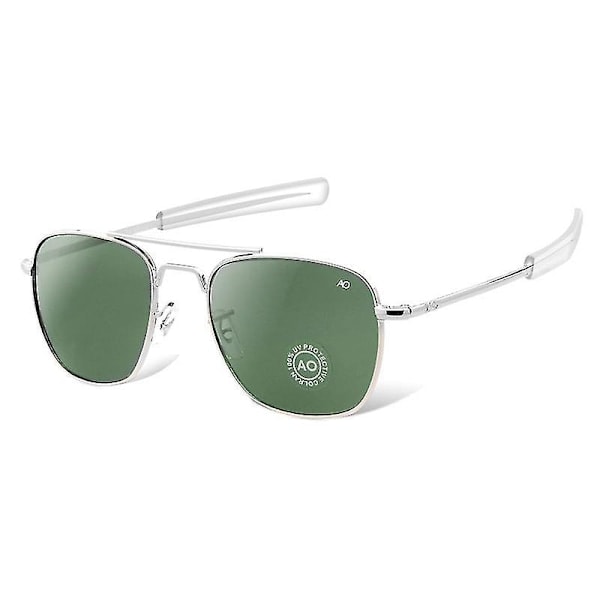 Flygersolbriller Menn Kvinner 2023 Vintage Merkedesigner US Army Militær Optisk Ao Solbriller Oculos De Sol Masculino CC（sliver-green）