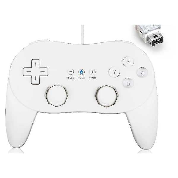 (Pakke med 2) Wii Classic Pro kablet controller, hvid spilcontroller