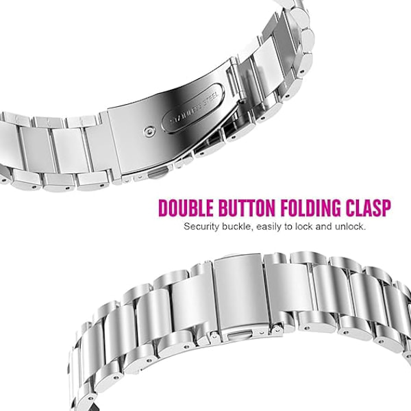 Compatible with HUAWEI WATCH GT4 46mm Strap, Stainless Steel Quick Release Silver Replacement Band (No Tools Included)