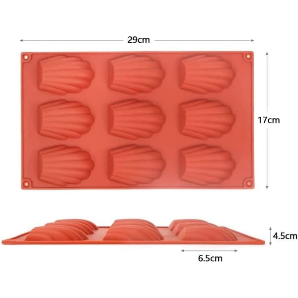 3-pack 9-håls silikon Madeleineformar för tårta, gelé, pudding - hög kvalitet