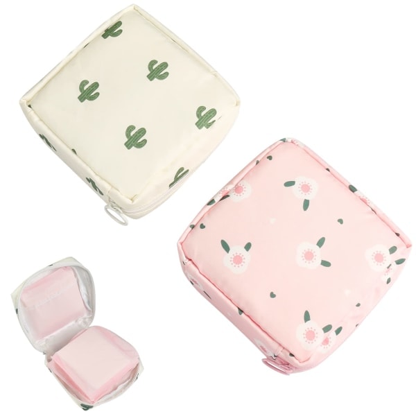 Sanitetsbind Opbevaringstaske 2-pak Periode Kit Taske Skole Nylon Tamponer Samlingstaske Feminine Menstruation Første Periode Tasker til Kvinder Fl...
