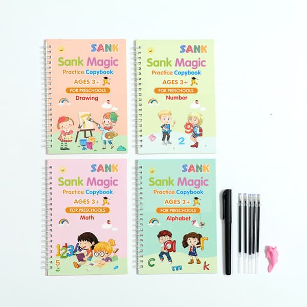 Reusable Writing Practice Copybook - 4 Pieces Set Multicolor