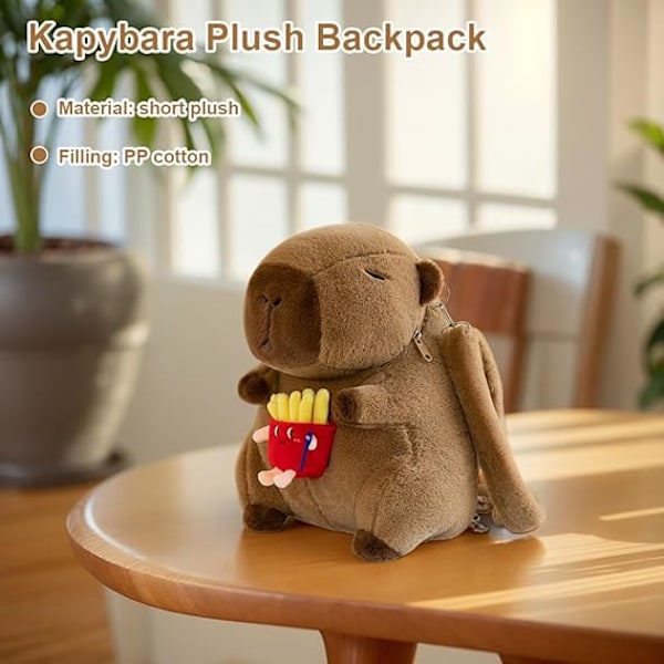 Söt Capybara Plysch Ryggsäck Rolig Tecknad Capybara Axelväska Barn Mini Ryggsäck Mode Plysch Päls Väska Flickor
