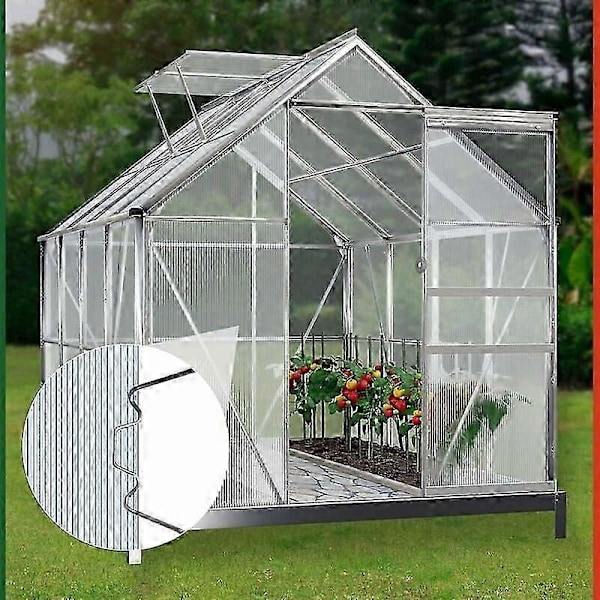 Greenhouse Guardian, Starka fästklammer för dubbelkammarplattor, bladfjäderklämmor som säkerställer stormsäkert skydd i ditt växthus