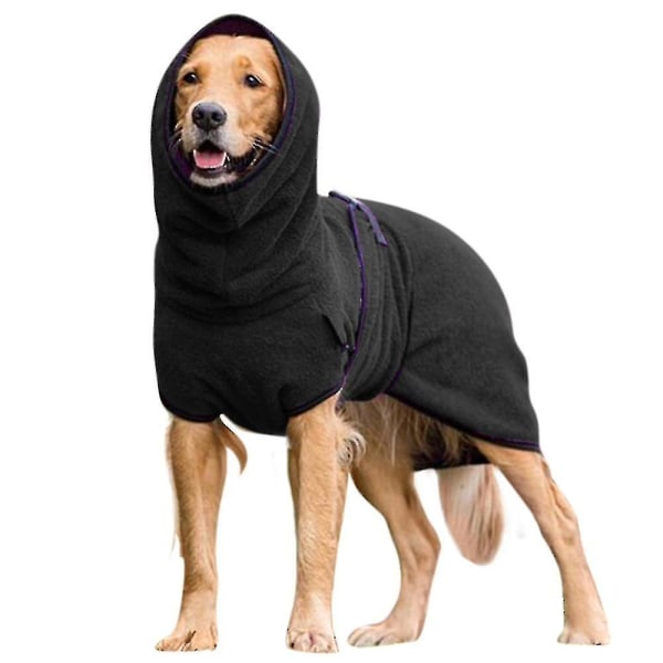 Husdjur Hund Kläder Handduk Torkning Badrock Kappa Valp Varmare Kläder Black XL