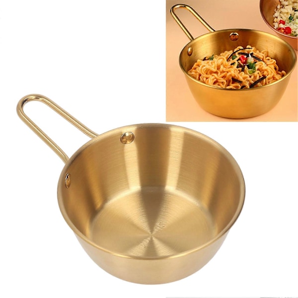 Rustfritt stål, enkel design, anti-skåldingsbolle med håndtak for camping og fotturer, gull