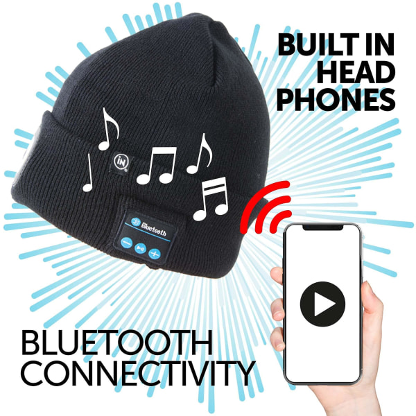 Bluetooth Led Beanie Lämmin eristävä ladattava hattu black