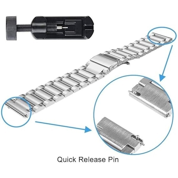 Compatible with HUAWEI WATCH GT4 46mm Strap, Stainless Steel Quick Release Silver Replacement Band (No Tools Included)