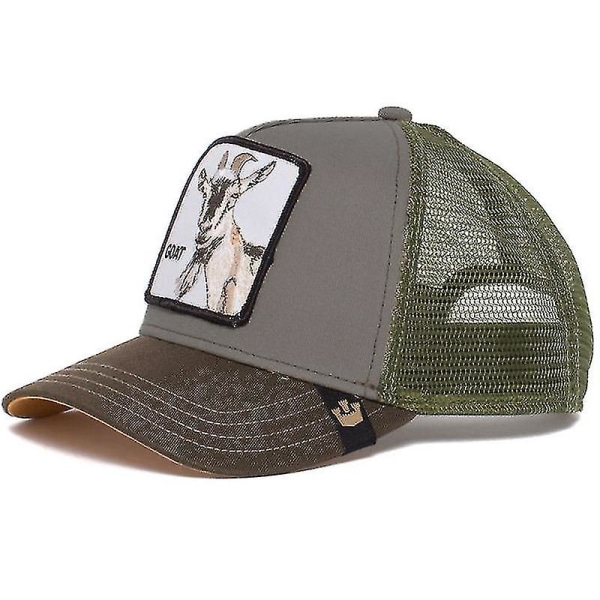 Animal Baseball Cap Sun Protection Mesh Brodert Trucker Hat Goat Grey