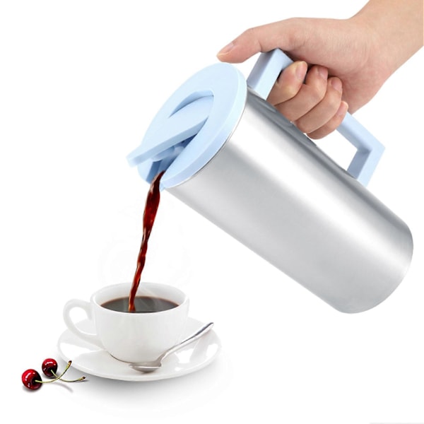 1800ml Multifunktionell Vattenmugg i Rostfritt Stål för Mjölk Juice Kaffe (Blå)