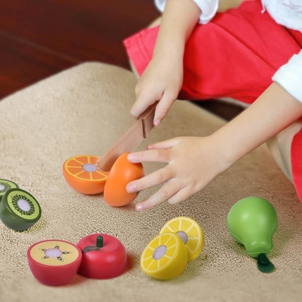 11-delars pedagogisk låtsaskostym för 1-3-åringar, grönsaksskärare, leksaksmat, frukt och förvaringslåda, leksaker, presenter