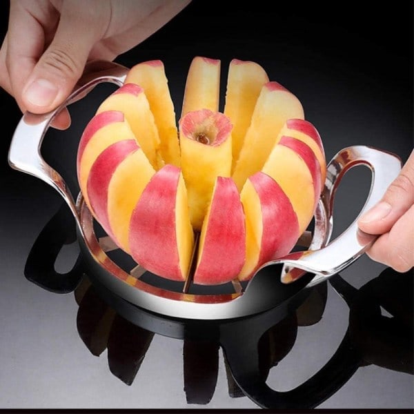 Epleskreller, rustfritt stål, kjernefjerner, rustfritt, skåret frukt, 12 blader