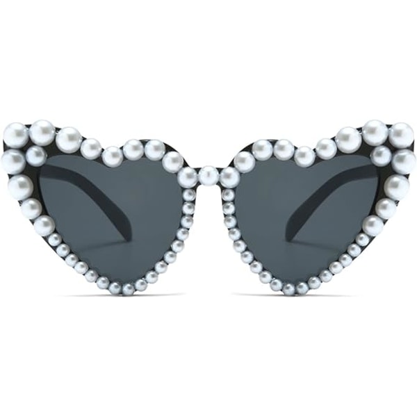 1 stk Hjerteformede perle-solbriller Cat Eye-solbriller Fest