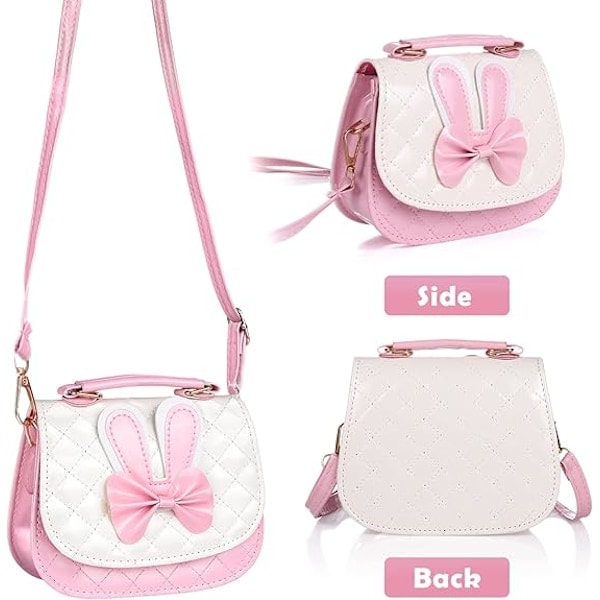 Flickors Crossbody-väska, Söt Glitterkanin Axelväska Regnbåge Myntbörs Messenger Väska för Kvinnor Flickor, Läder Myntbörs Handväska (Rosa)