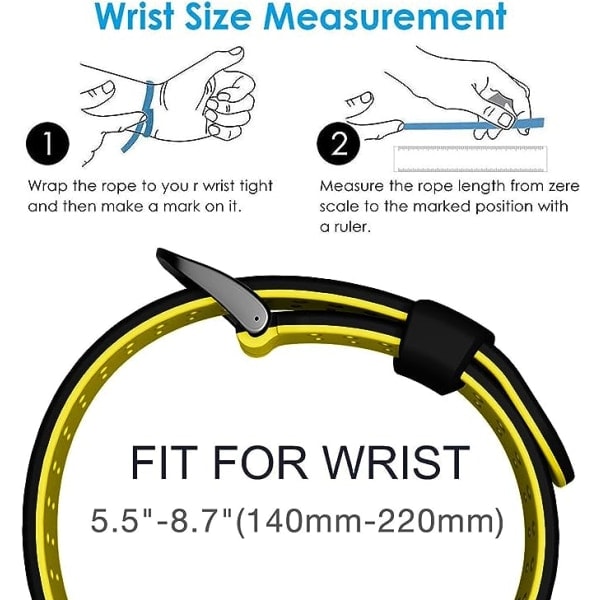 Quickfit 26 mm silikone blød sport vandtæt åndbar rem til Garmin Fenix 5X Plus, Fenix 6X Pro/safir, Enduro, Tactix Bravo Sortgul