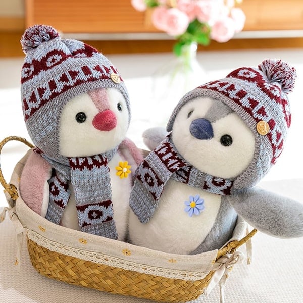 Pehmolelu, pingviini, halattava, unilelu, pehmoeläin, jolla voi leikkiä ja halailla, squishmallow, pingviini, pehmo lapsille (harmaa 20 cm)