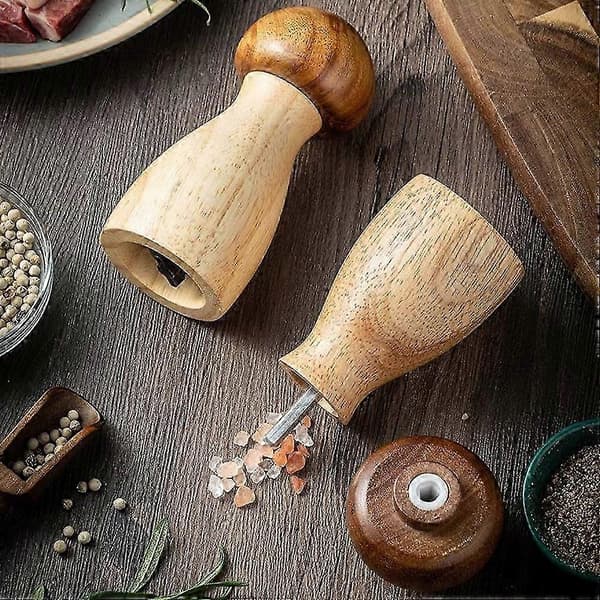 Salt- och pepparkvarn Trä Svampformad Pepparkrydda Manuell Kvarn