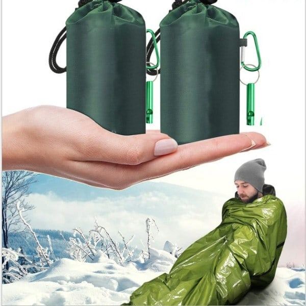 Nödfilt med Paracord, Ultralätt Vattentät Termisk Överlevnadsfilt för Camping, Backpacking