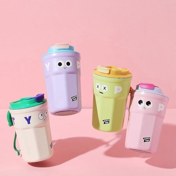 Isolerad Kaffe Resemugg Tumbler Kallvattenkopp Kaffekopp Dubbelväggig Dricktermosmugg För Vinterutflykter Bilresa Gym, Vit