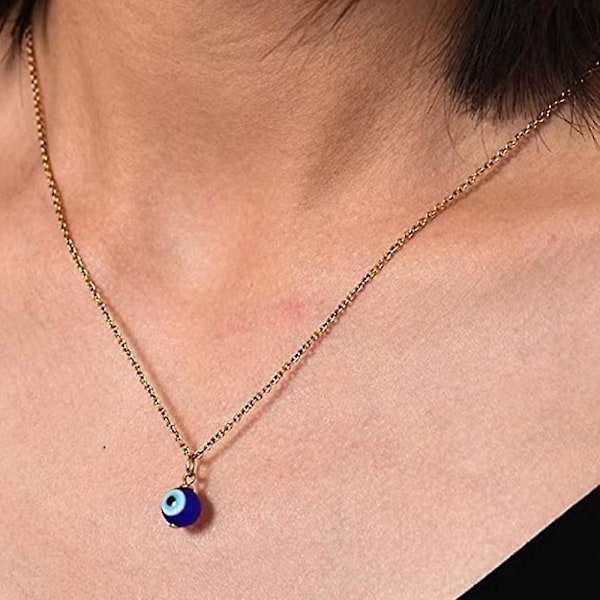 Blå Glas Øje Halskæde Ondt Øje Vedhæng Halskæde Silver Clip Beads