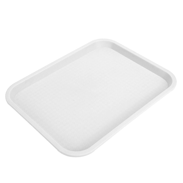 Snabbmatsbricka, PP Rektangulär Halkfri Multifunktionell Serveringsbricka för Restaurang Matsal, Vit