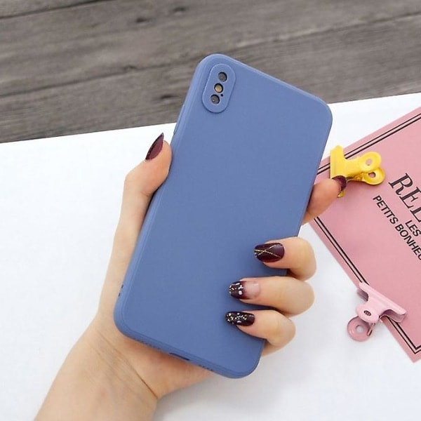For iPhone X Xs Magic Cube Frosted Silicone Case Full Cover Protective Case (Blue)