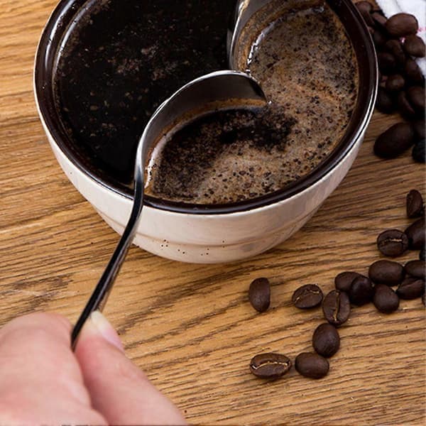 Rustfrit stål langskaftet kaffe te ris ske middags service teske bestik