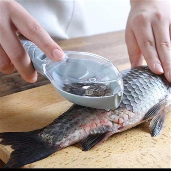 Fiskskalsplanerare Plastfiskskalskrapa med lock Manuell fiskskalsborttagningsverktyg för hemköket
