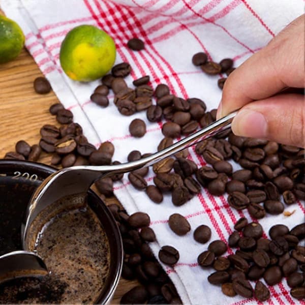 Rustfrit stål langskaftet kaffe te ris ske middags service teske bestik