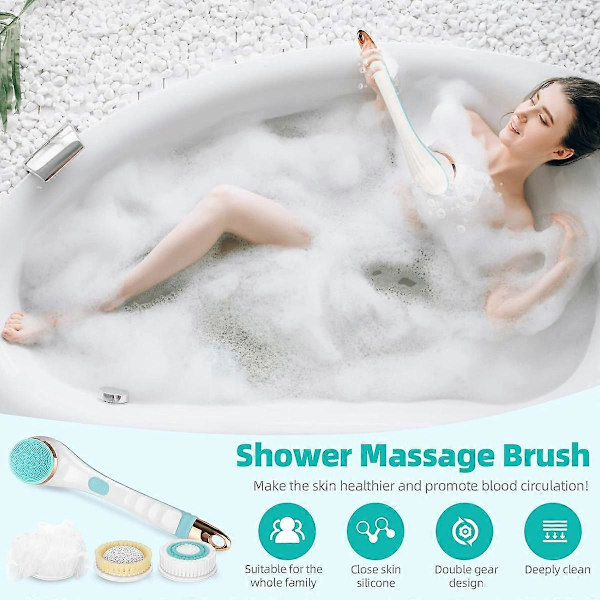 Ryggskrubbare Dusch Exfolierande Elektrisk Ryggtvätt Dusch Loofah Silikon Torrborstning Kroppsborste Uppladdningsbar Effekt Män Kvinnor Fot Hudvård Exfol