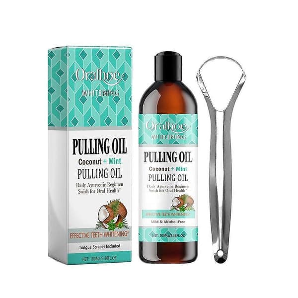 Oil Pulling med kokosolja och pepparmyntsolja för munvård munvatten-100ml