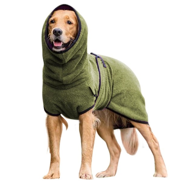 Husdjur Hund Kläder Handduk Torkning Badrock Kappa Valp Varmare Kläder Army Green 3XL