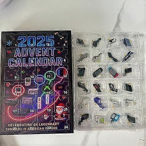 2025 Adventskalender för spelkonsoler, 24 legendariska videospelsystem, julklapp för retrospel