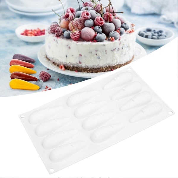 12-Ruts Morotsformad Silikonform för Bakning av Tårta, Mousse och Choklad - Kökstillbehör